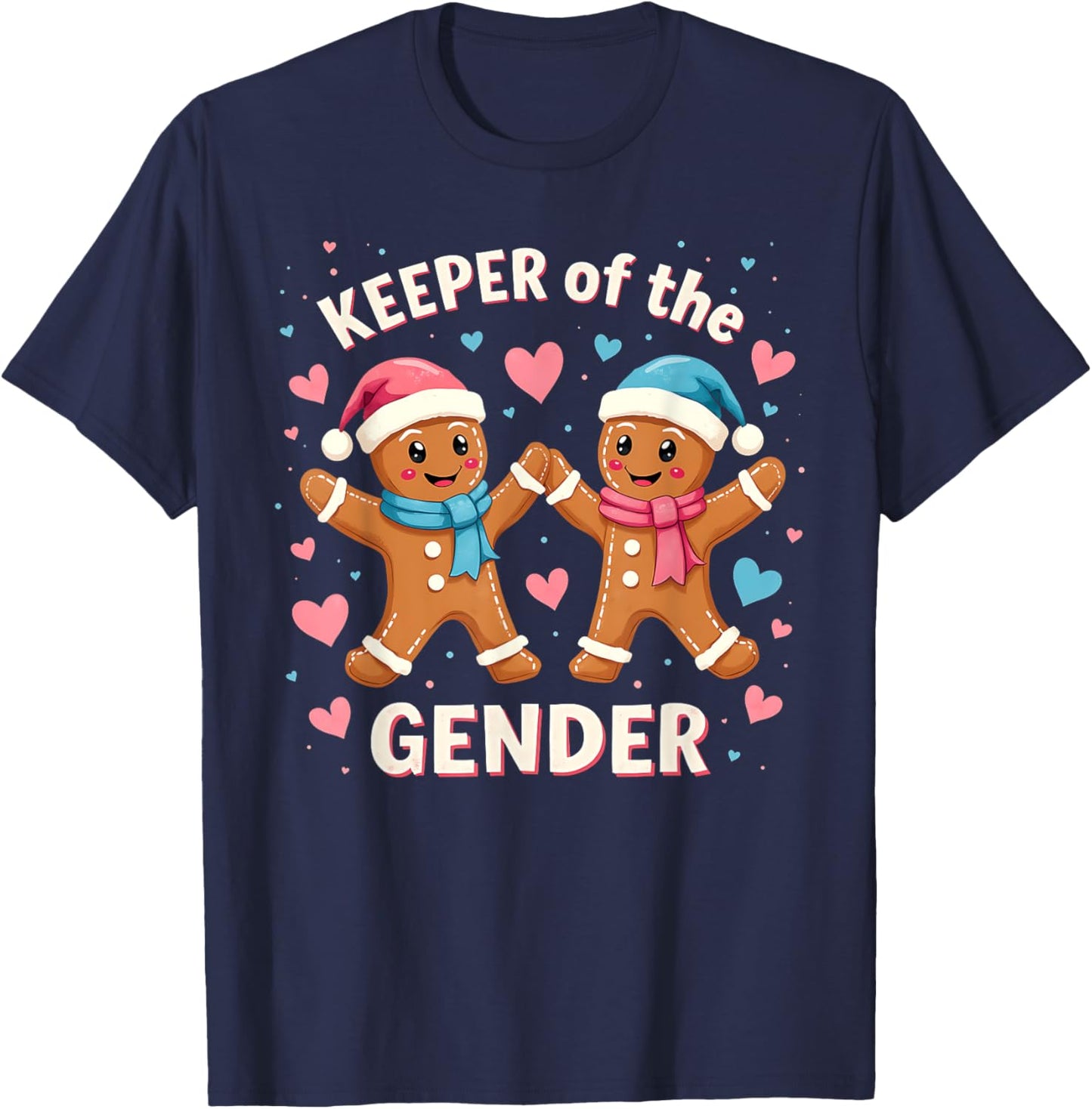 Keeper Of The Gender Reveal Baby Shower Gingerbread Xmas T-Shirt - T-Shirt | Navy