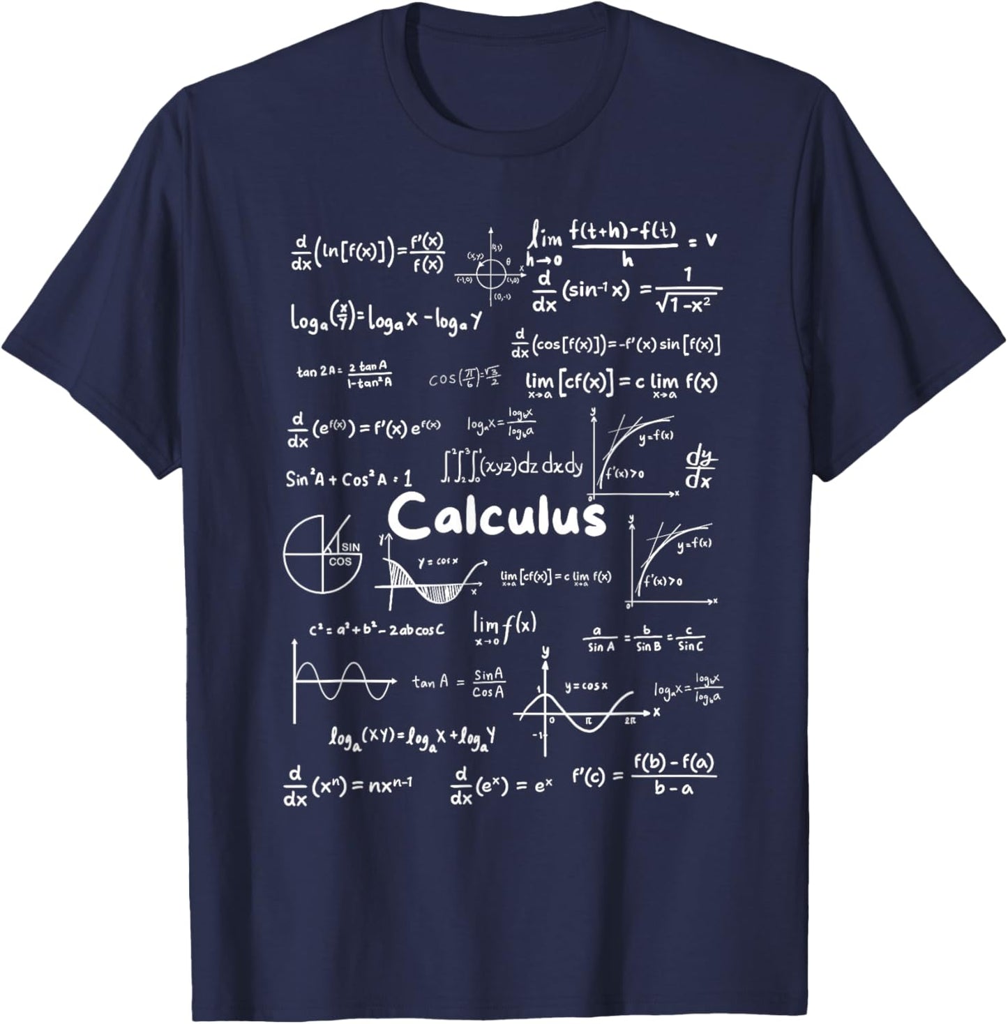 Mastering Essential Calculus Formulas Math Genius Teacher T-Shirt - T-Shirt | Navy