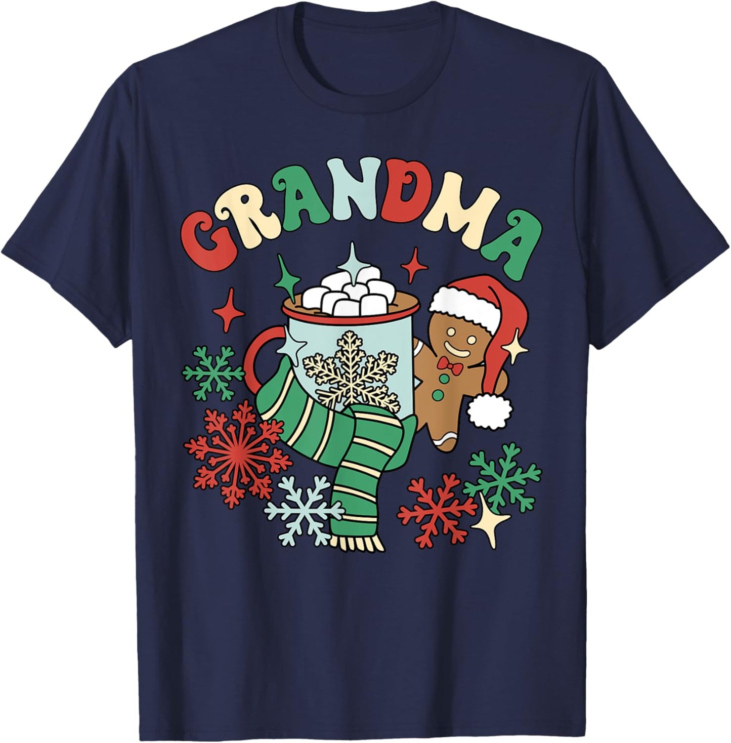 Grandma Hot Cocoa Gingerbread Matching Family Christmas T-Shirt - T-Shirt | Navy