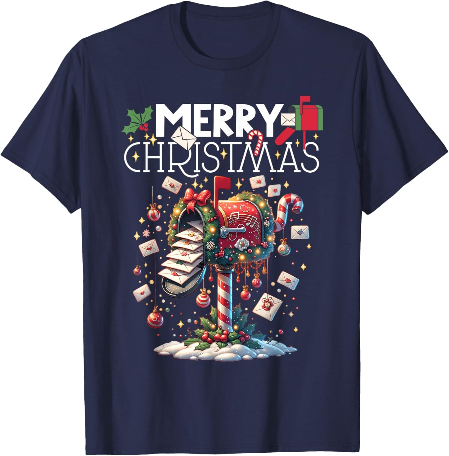 Merry Christmas Xmas Postal Worker Funny T-Shirt - T-Shirt | Navy