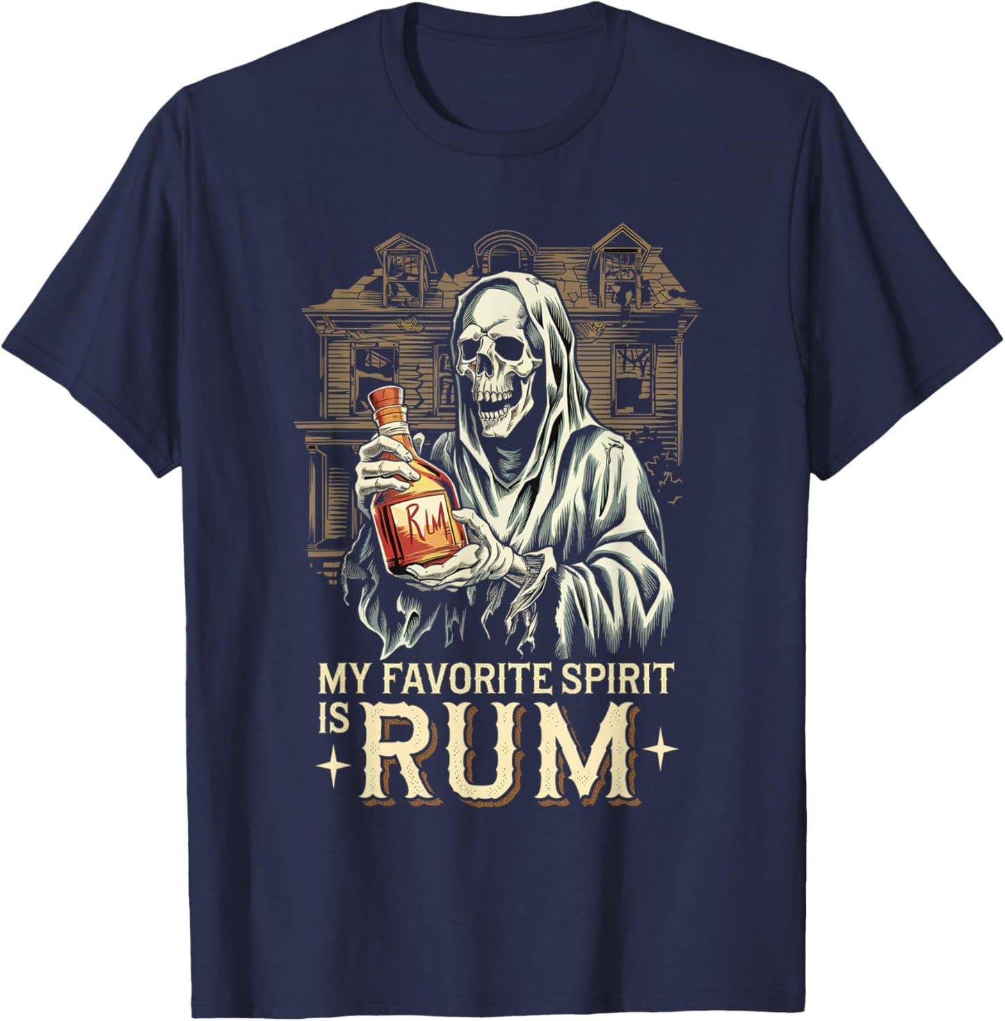 My Favorite Spirit Is Rum Ghost Halloween Rum T-Shirt - T-Shirt | Navy