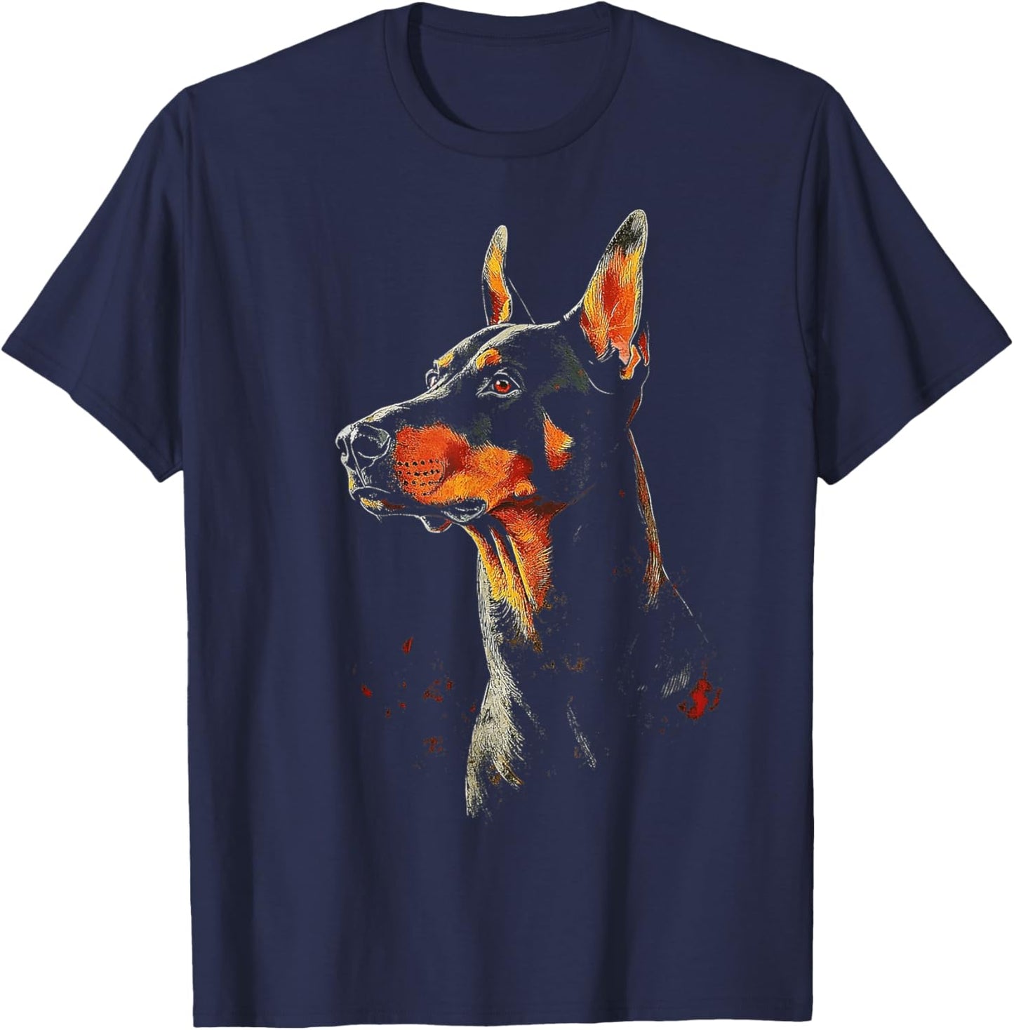 Doberman Dog Motif Pet Artwork Doberman T-Shirt - T-Shirt | Navy