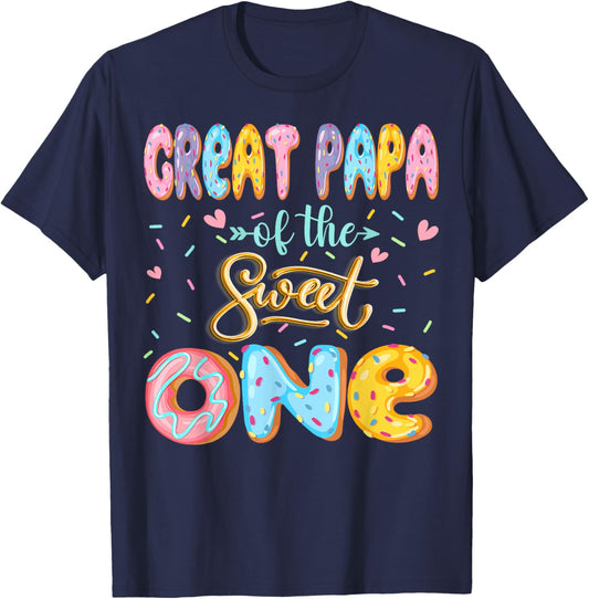 Great Papa Of The Sweet One 1St Birthday Girl Donut Lover T-Shirt - T-Shirt | Navy