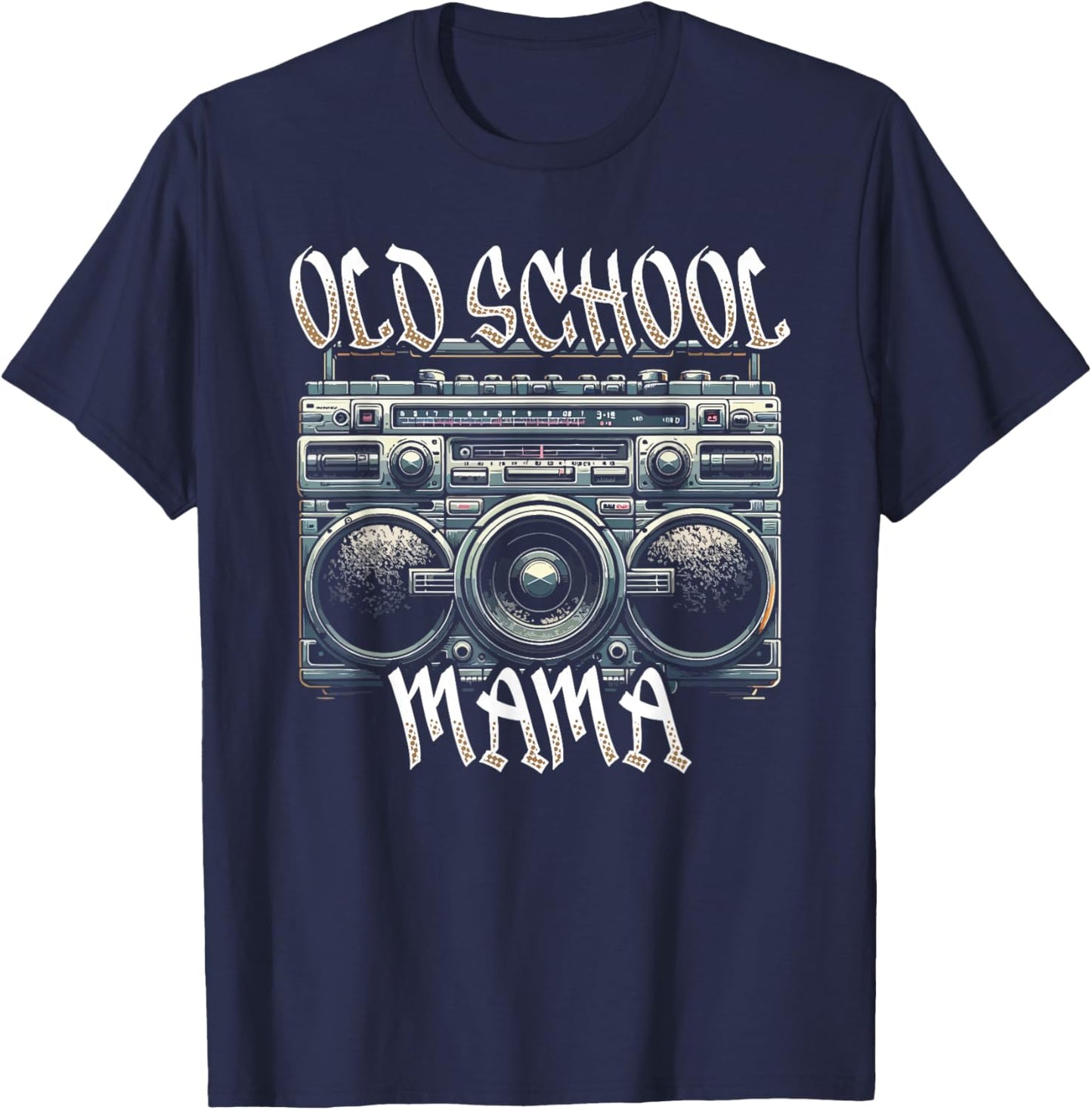 Old School Mama Iconic Music Fan Style T-Shirt - T-Shirt | Navy