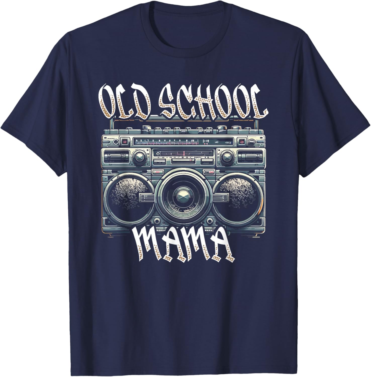 Old School Mama Iconic Music Fan Style T-Shirt - T-Shirt | Navy
