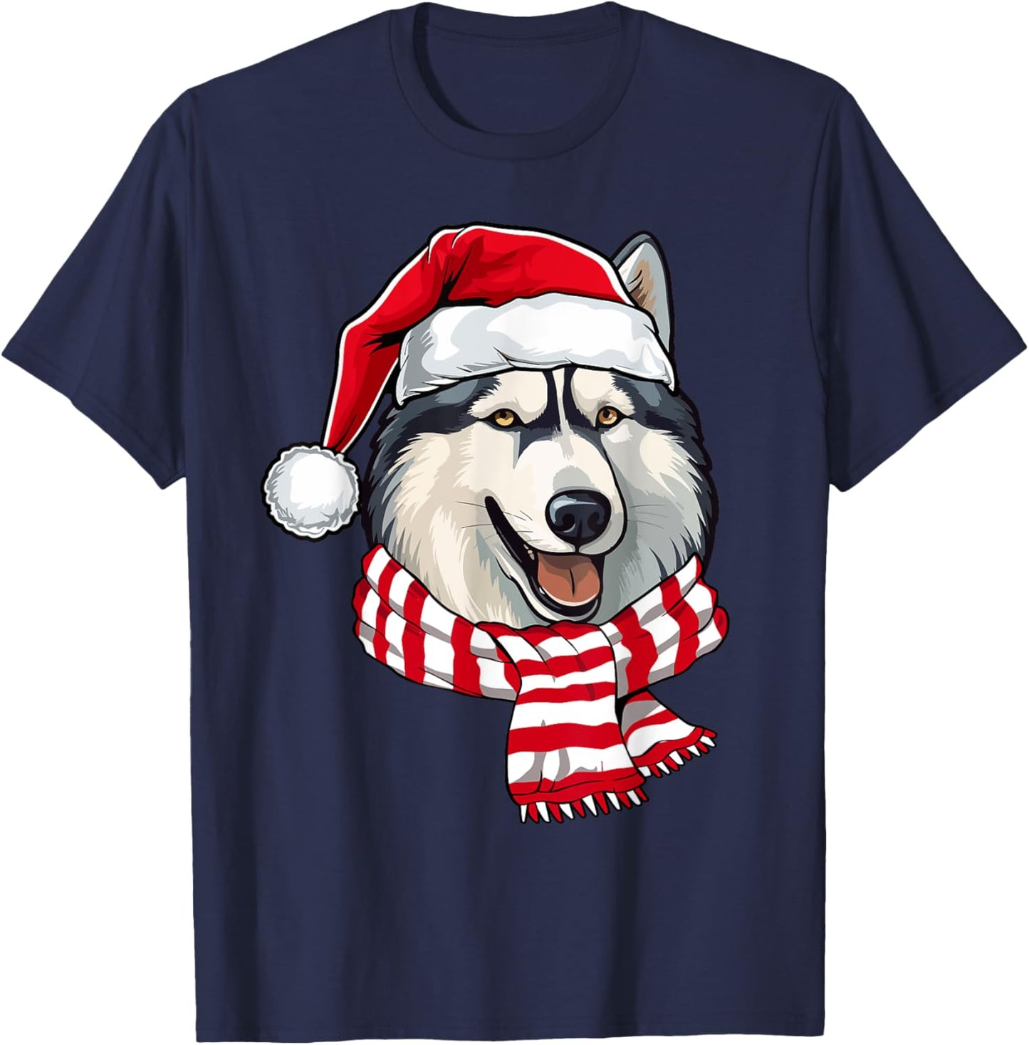 Santa Siberian Husky Christmas Dog Lover Men Women Kids T-Shirt - T-Shirt | Navy