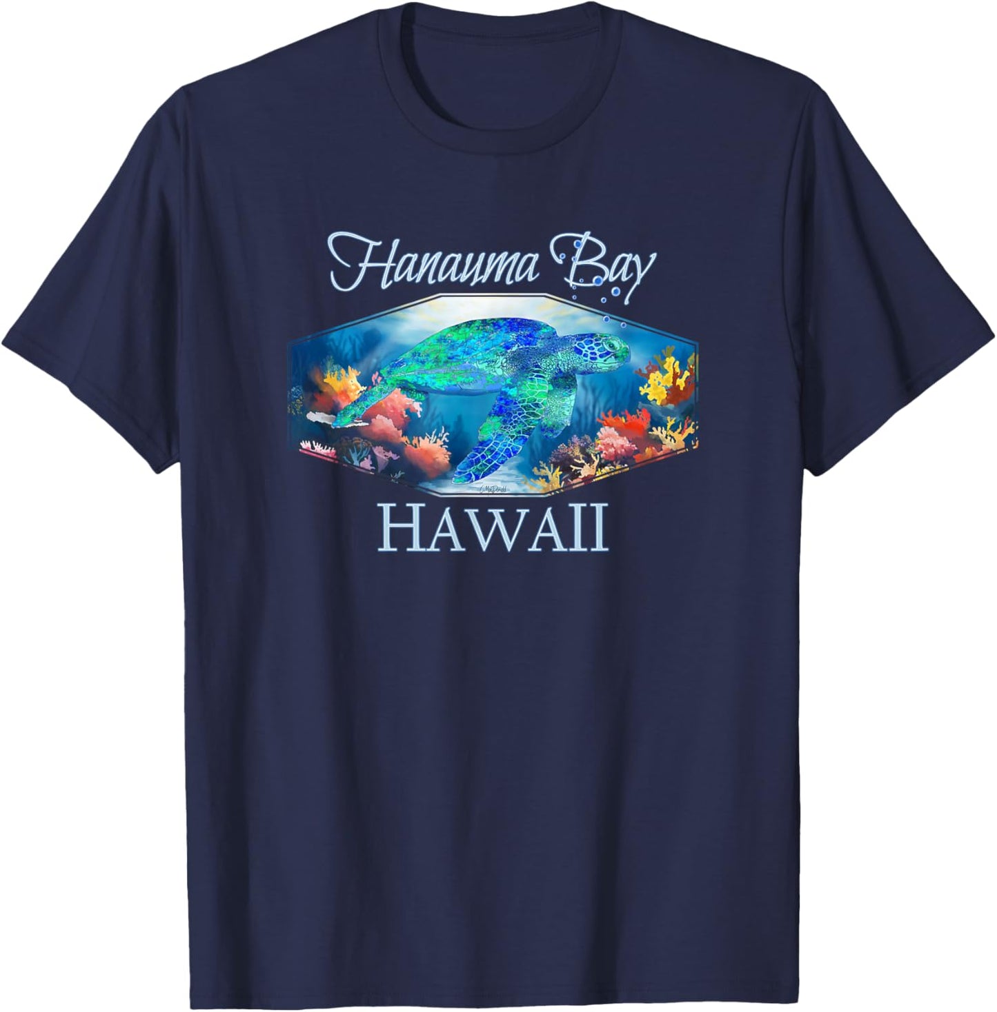 Ocean Life Hanauma Bay Hawaii Saltwater T-Shirt - T-Shirt | Navy