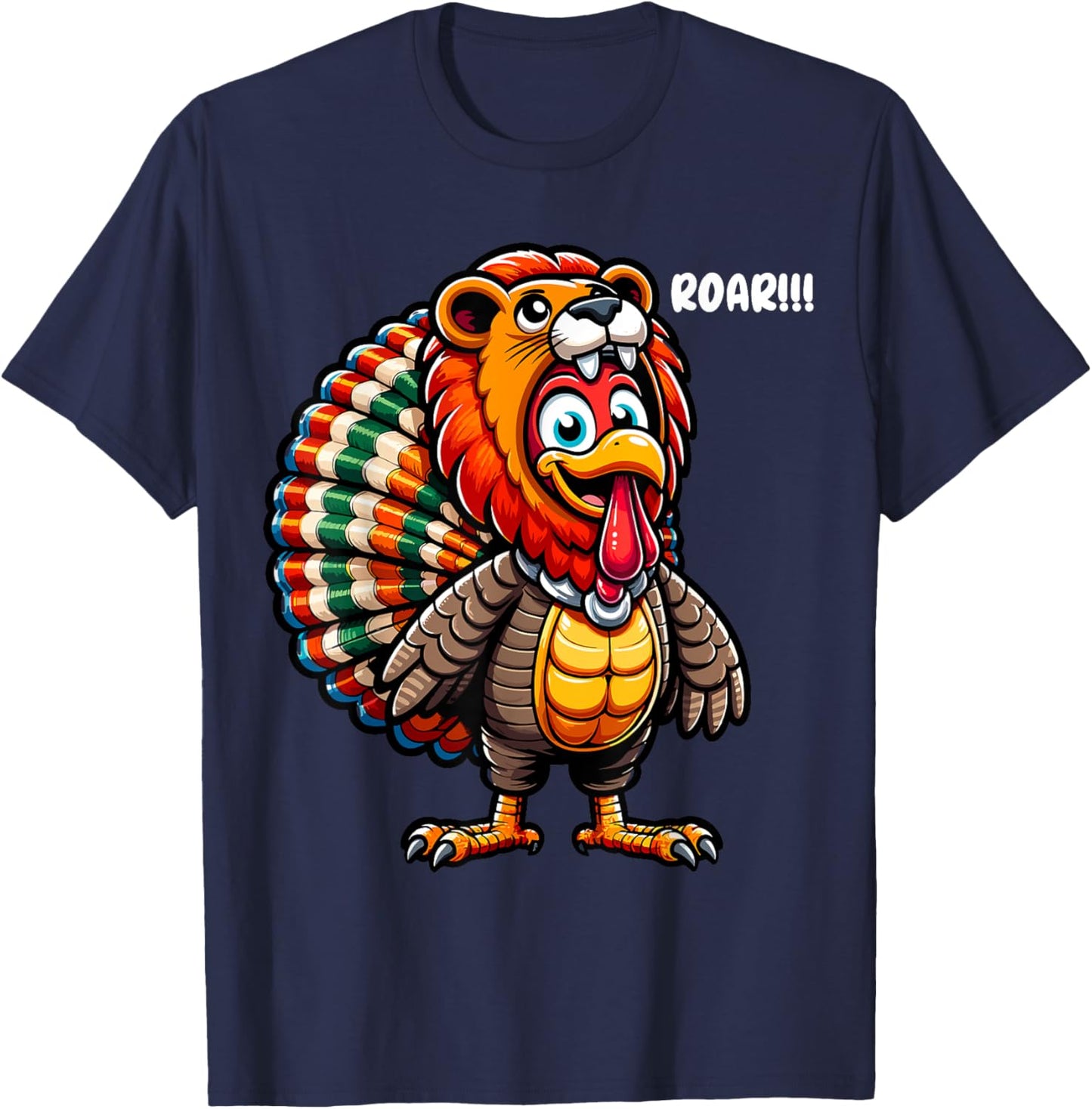 Thanksgiving Turkey Lion Roar Costume Lion Funny Halloween T-Shirt - T-Shirt | Navy