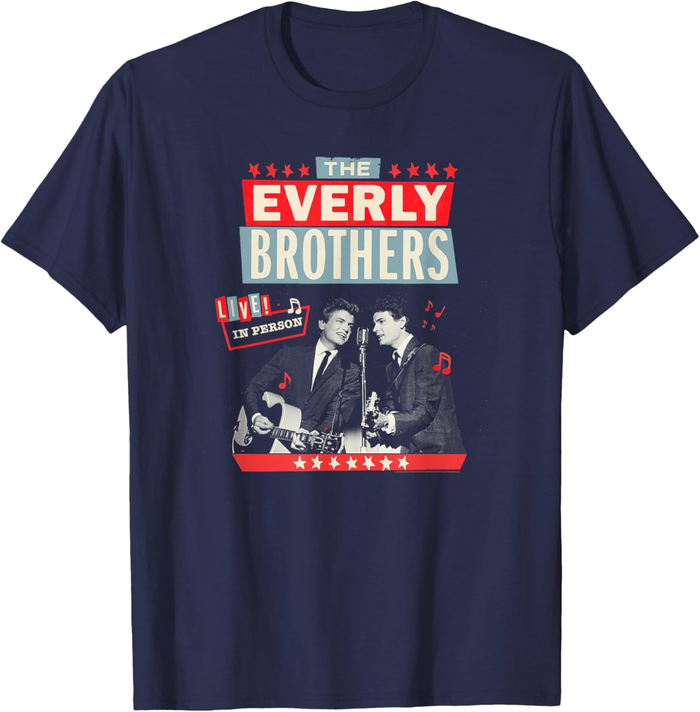 The Everly Brothers Live In Person Vintage Poster Design T-Shirt - T-Shirt | Navy
