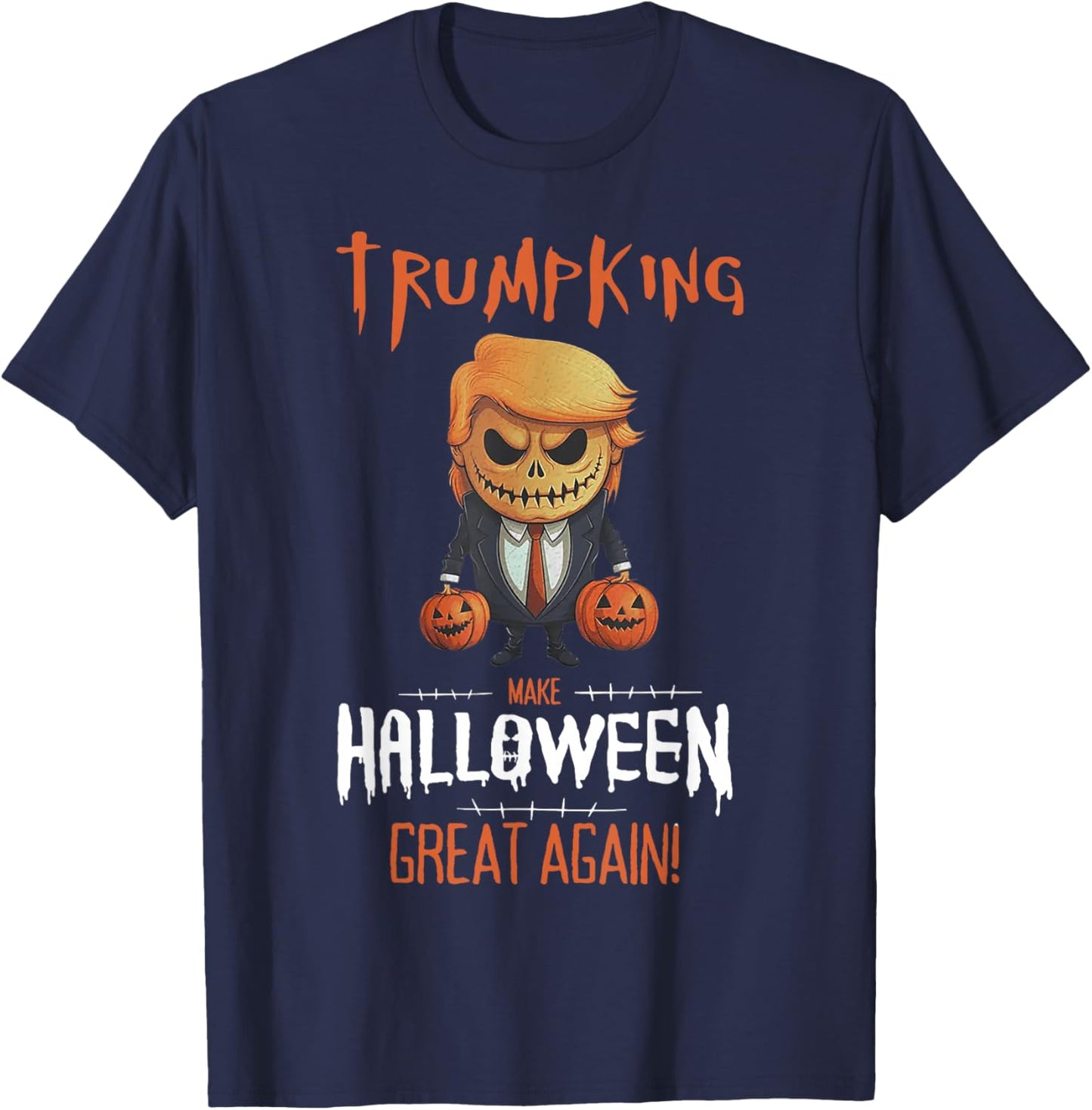 Trump Pumpkin Make Halloween Great Again T-Shirt - T-Shirt | Navy
