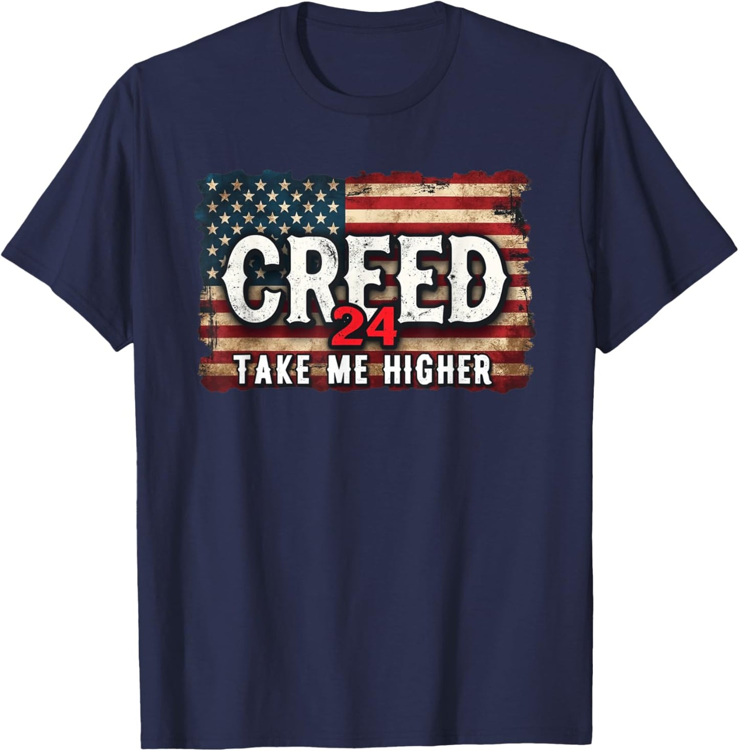 Creed '24 Take Me Higher Vintage Vintage USA Flag T-Shirt - T-Shirt | Navy