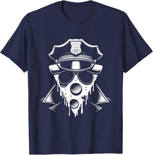 Officer Pizza Slice - Funny Police Face Pizza Lover T-Shirt - T-Shirt | Navy