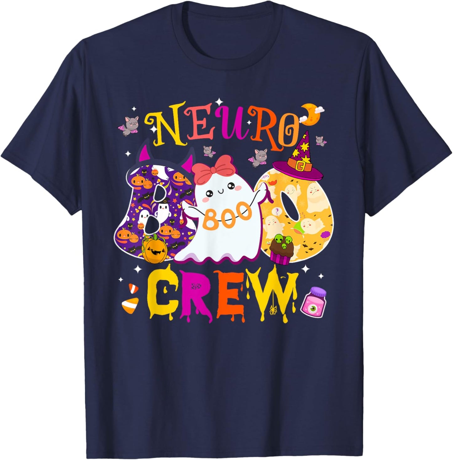 NEURO Boo Crew. Nurse Halloween Matching T-Shirt - T-Shirt | Navy