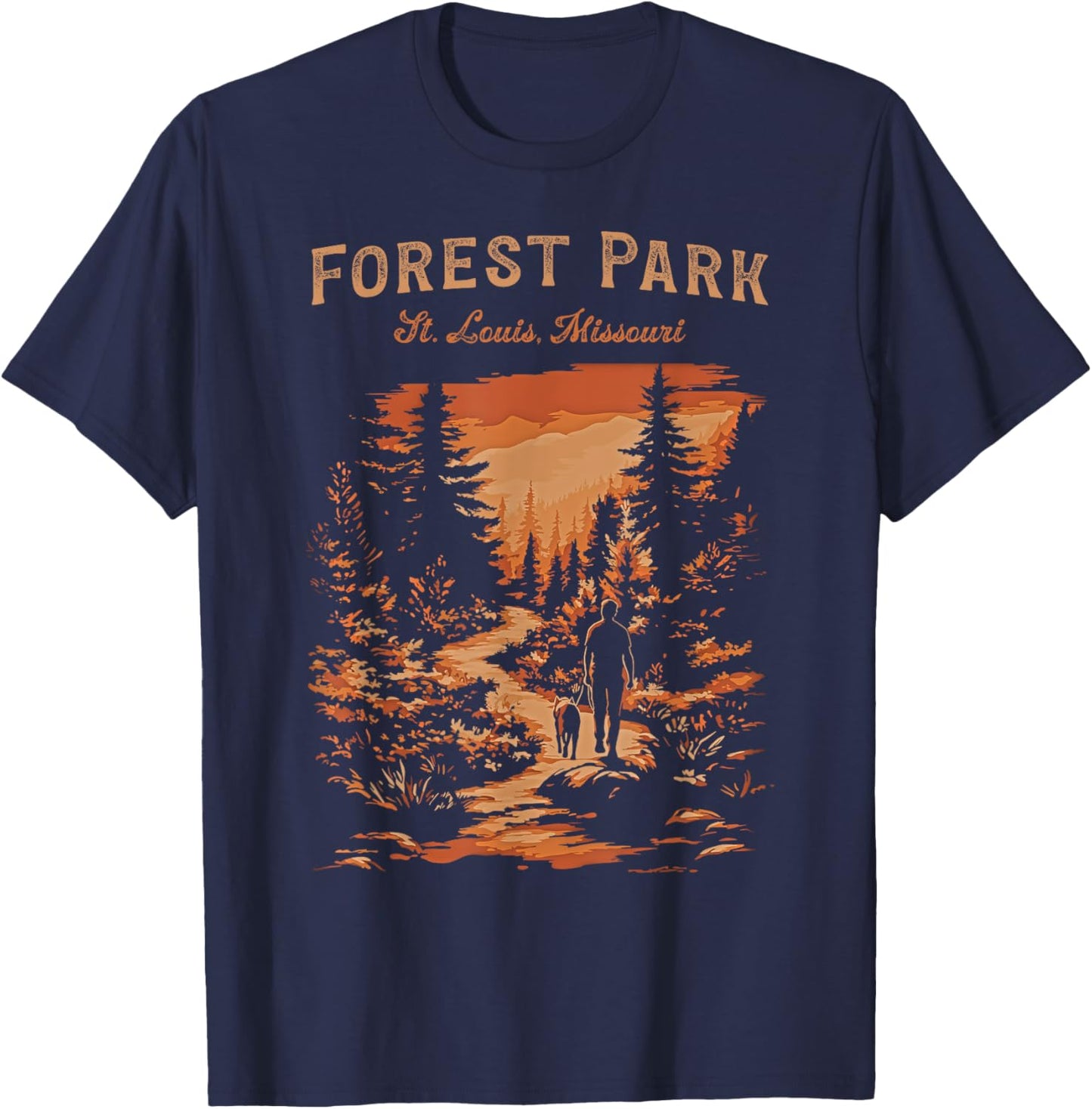 Forest Park St. Louis Missouri Vintage Hiking Trail T-Shirt - T-Shirt | Navy