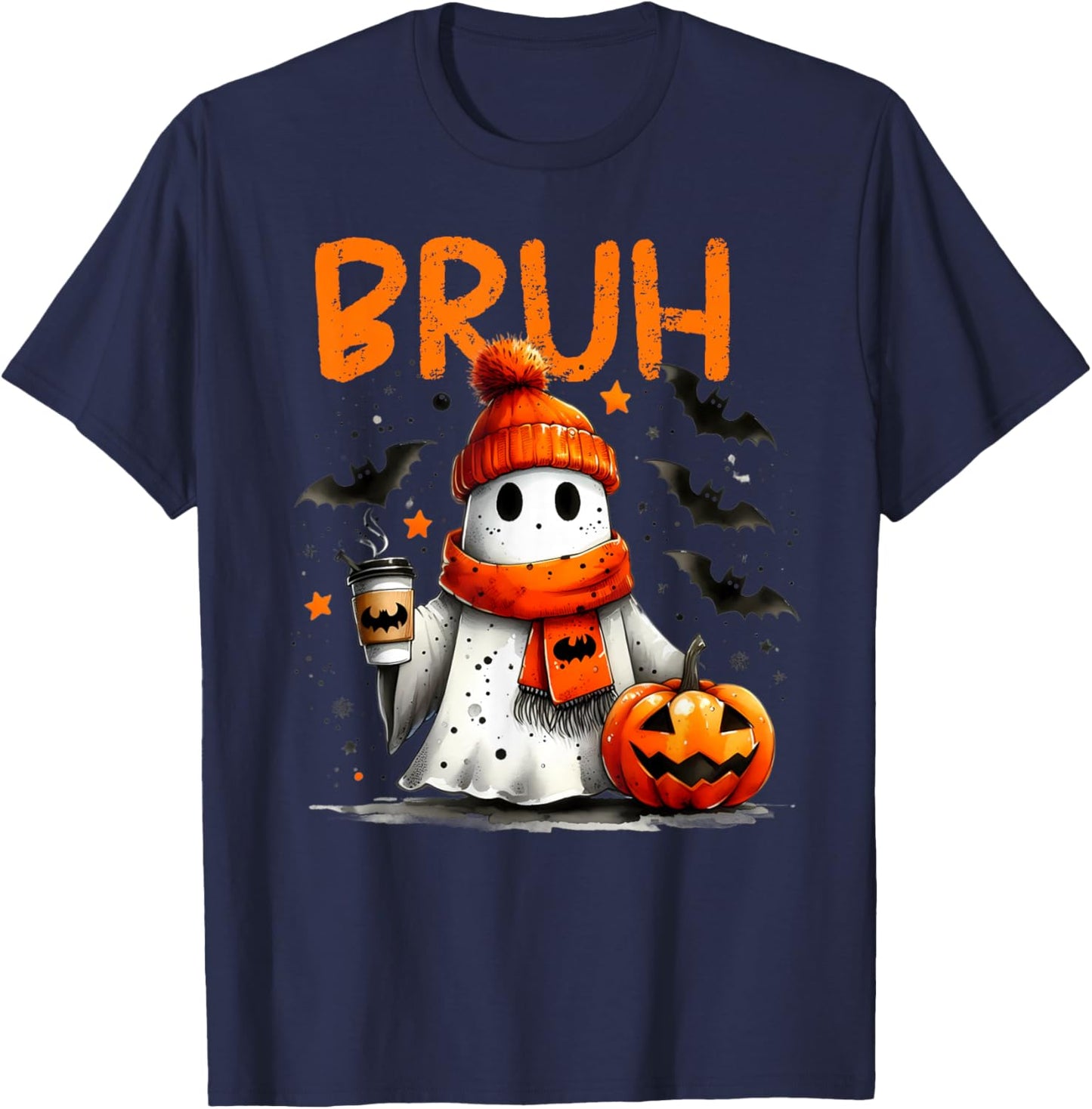 Halloween Bruh Crew Boo Ghost Kid Girl Boy Toddler Funny Bro T-Shirt - T-Shirt | Navy