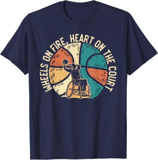 Wheelchair Basketball Player Disabled Disability Handicap T-Shirt - T-Shirt | Navy