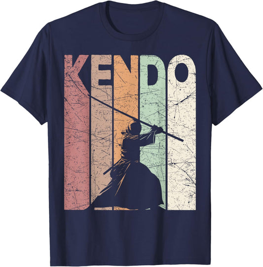 Kendo Vintage Martial Arts Retro Kendo Lover T-Shirt - T-Shirt | Navy