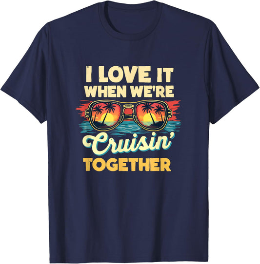 Retro 2025 Cruise Vacation Buddies Couples Girl 0CAQOR T-Shirt - T-Shirt | Navy