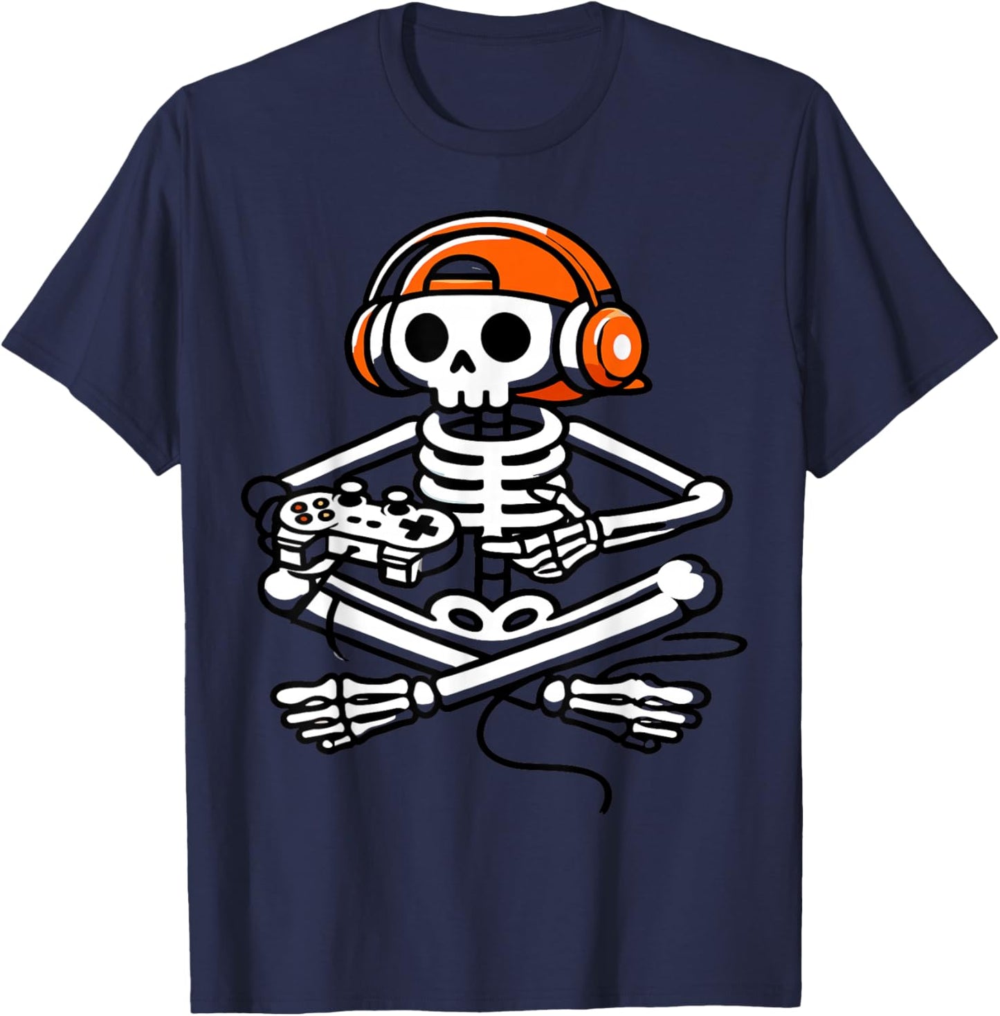 Funny Skeleton Playing Video Game Boys Men Kids T-Shirt - T-Shirt | Navy