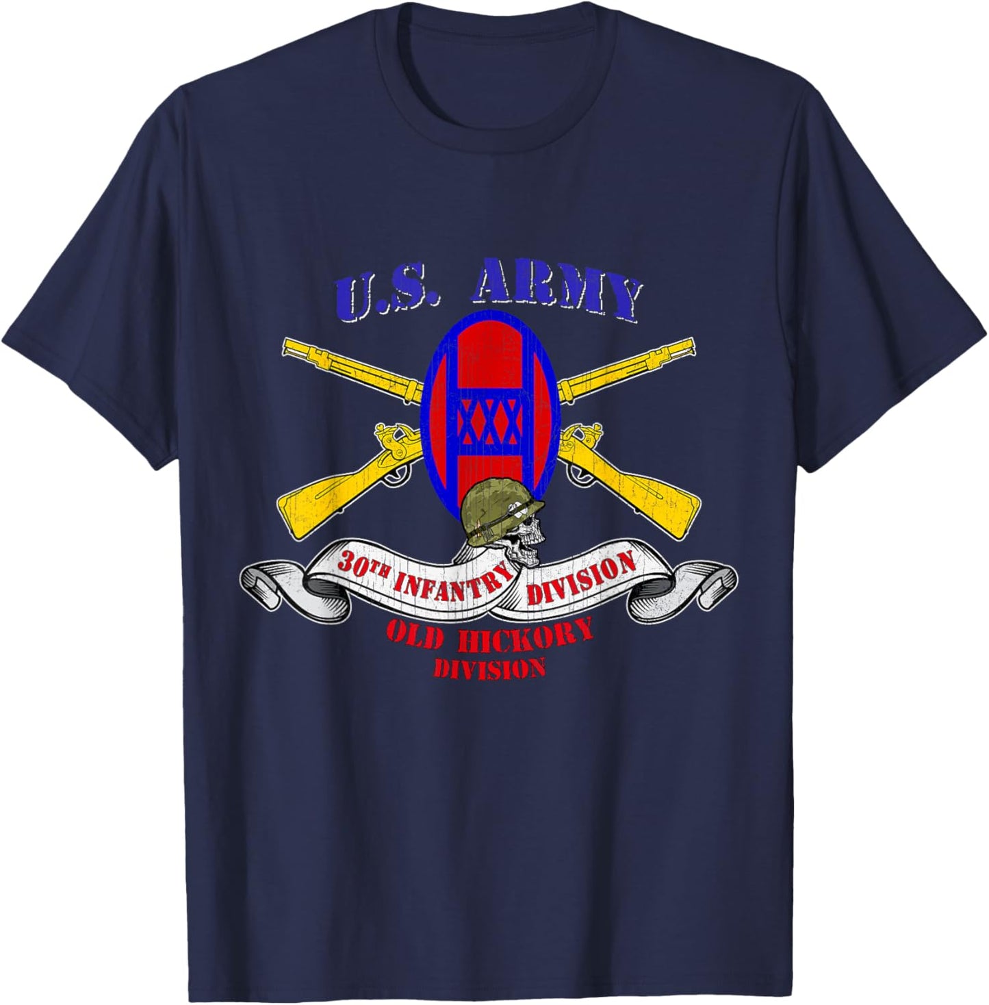 30th Infantry Division 30th ID Veteran Old Hickory Vintage T-Shirt - T-Shirt | Navy