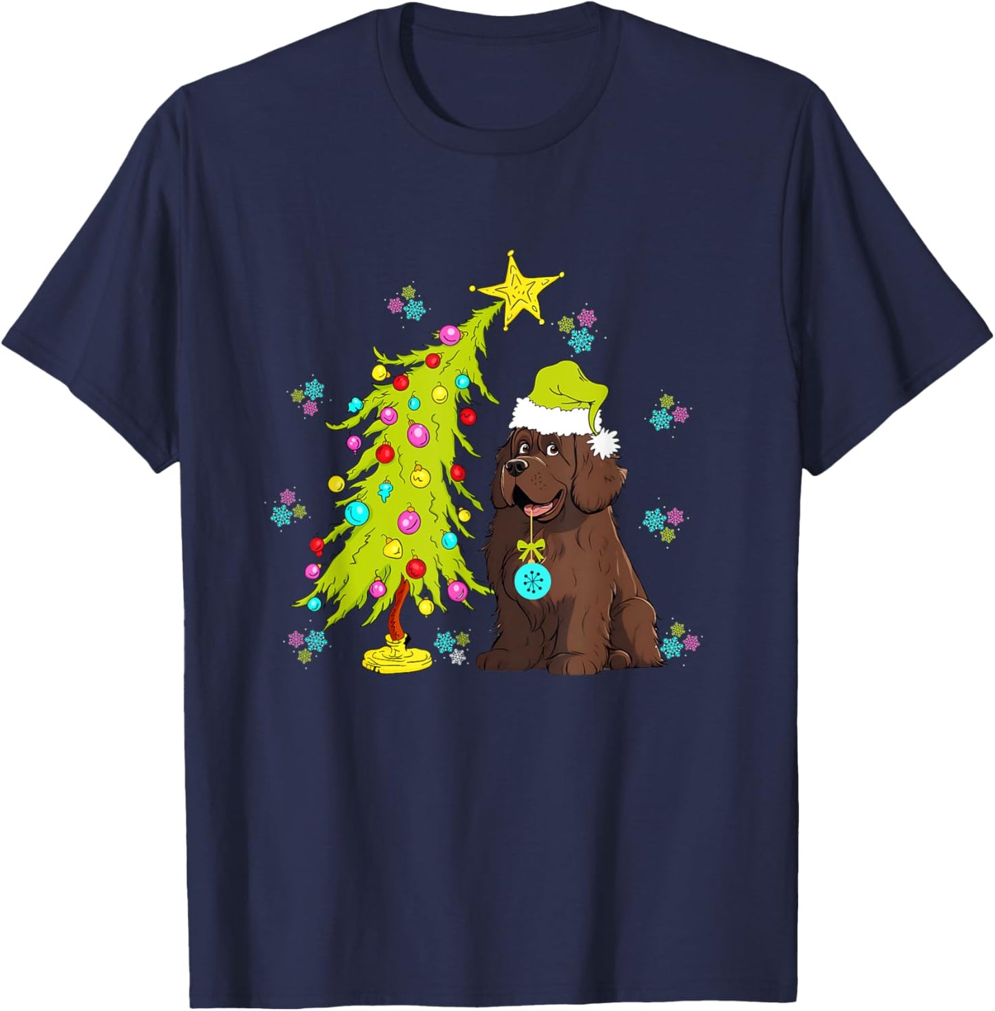 Cute Newfoundland Dog Newfoundland Christmas Women Kids T-Shirt - T-Shirt | Navy