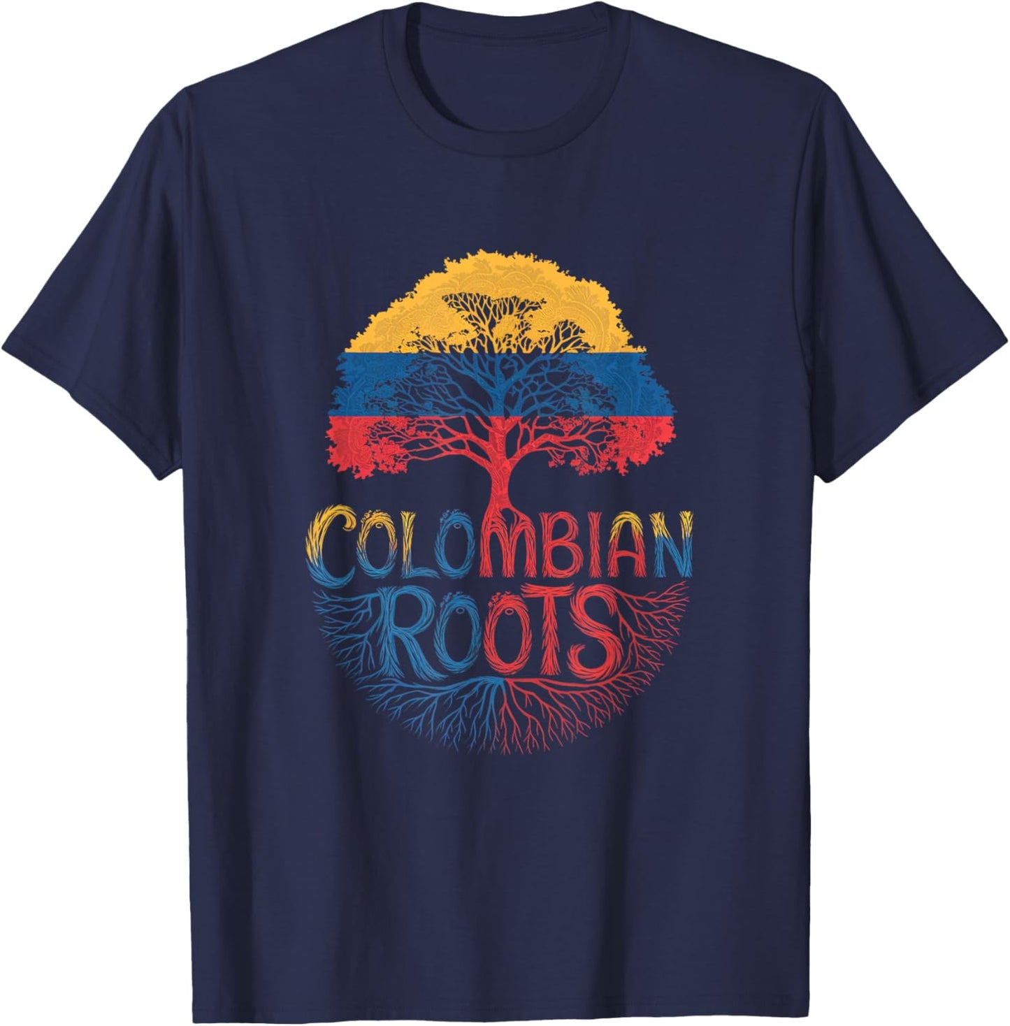 Colombian Roots - Colombia Flag Colors Family Tree Souvenir T-Shirt - T-Shirt | Navy