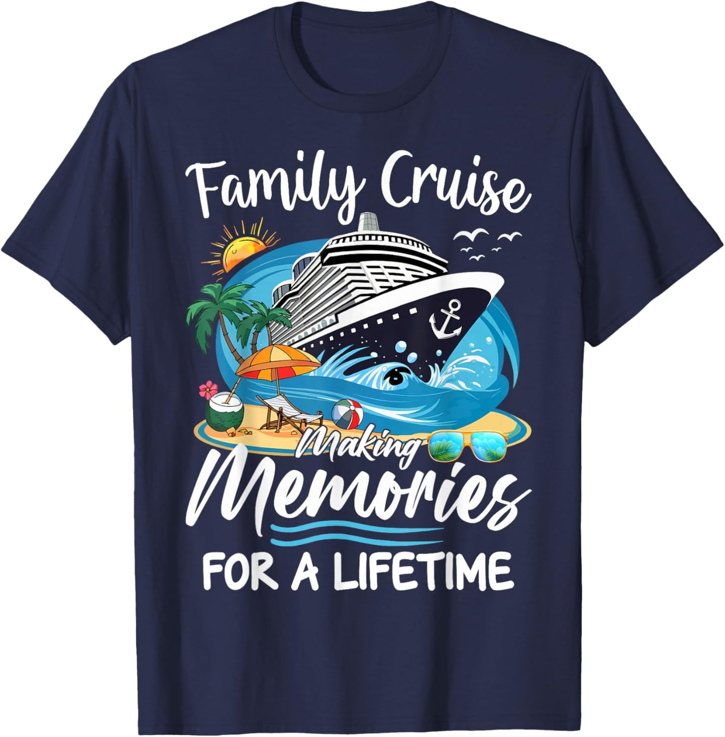 Cruise Party Vacation Trip Family Matching Outfit. , Black, Small, Short Sleeve, , Polyester, Letter Print, Celebration, Vacation, Casual, All Seasons T-Shirt - T-Shirt | Navy