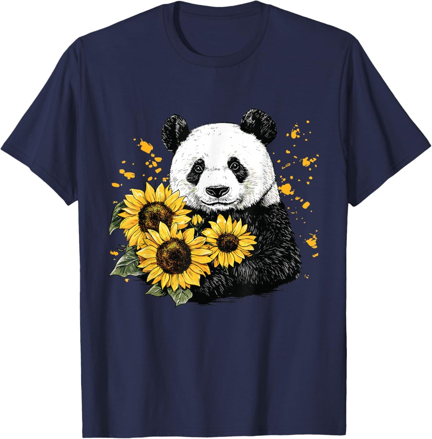 Panda bear with sunflowers, Panda Bear T-Shirt - T-Shirt | Navy