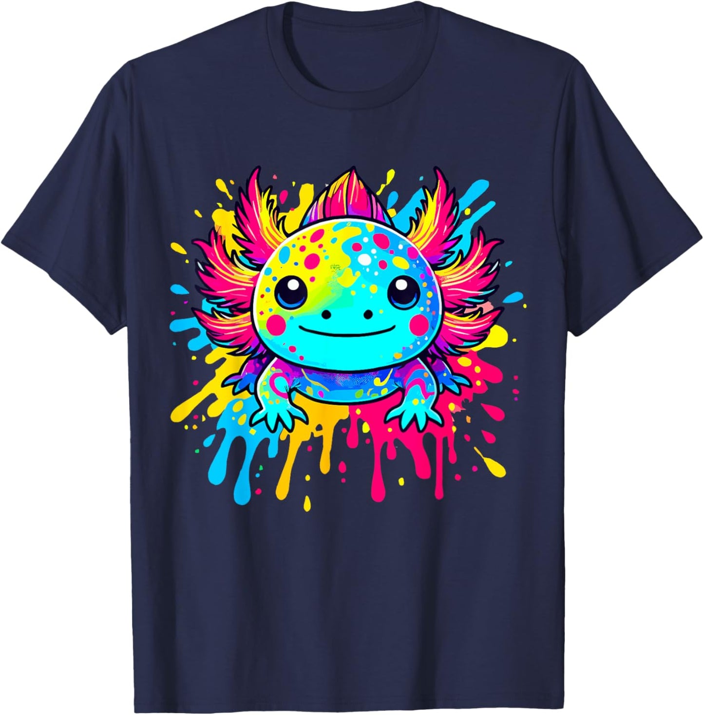 Axolotl Animal Pop Art Cute Axolotl Lover T-Shirt - T-Shirt | Navy