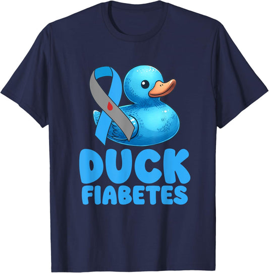Funny Diabetes Awareness I Duck Fiabetes I Cool Rubber Duck T-Shirt - T-Shirt | Navy