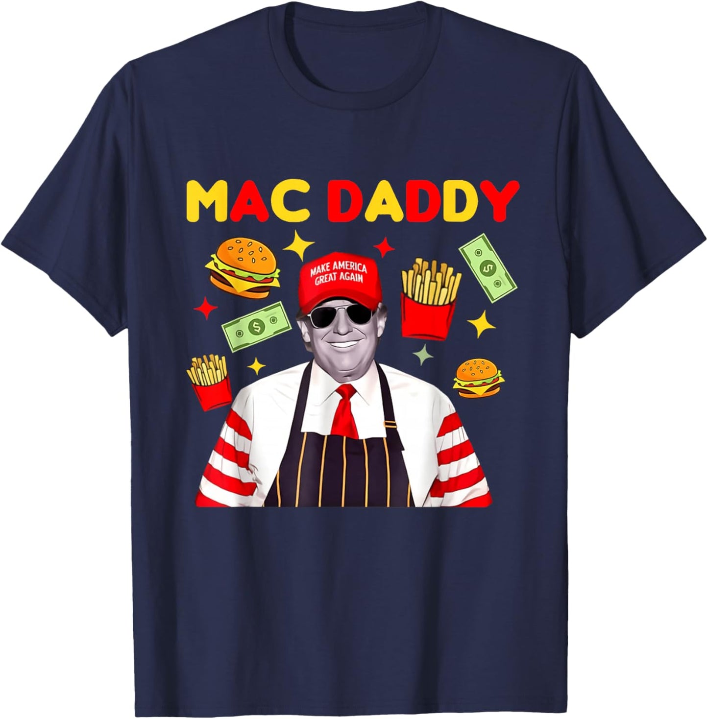 Trump Mac Daddy - Black - Small - Short Sleeve - Classic Fit - Cartoon Theme - All Seasons T-Shirt - T-Shirt | Navy