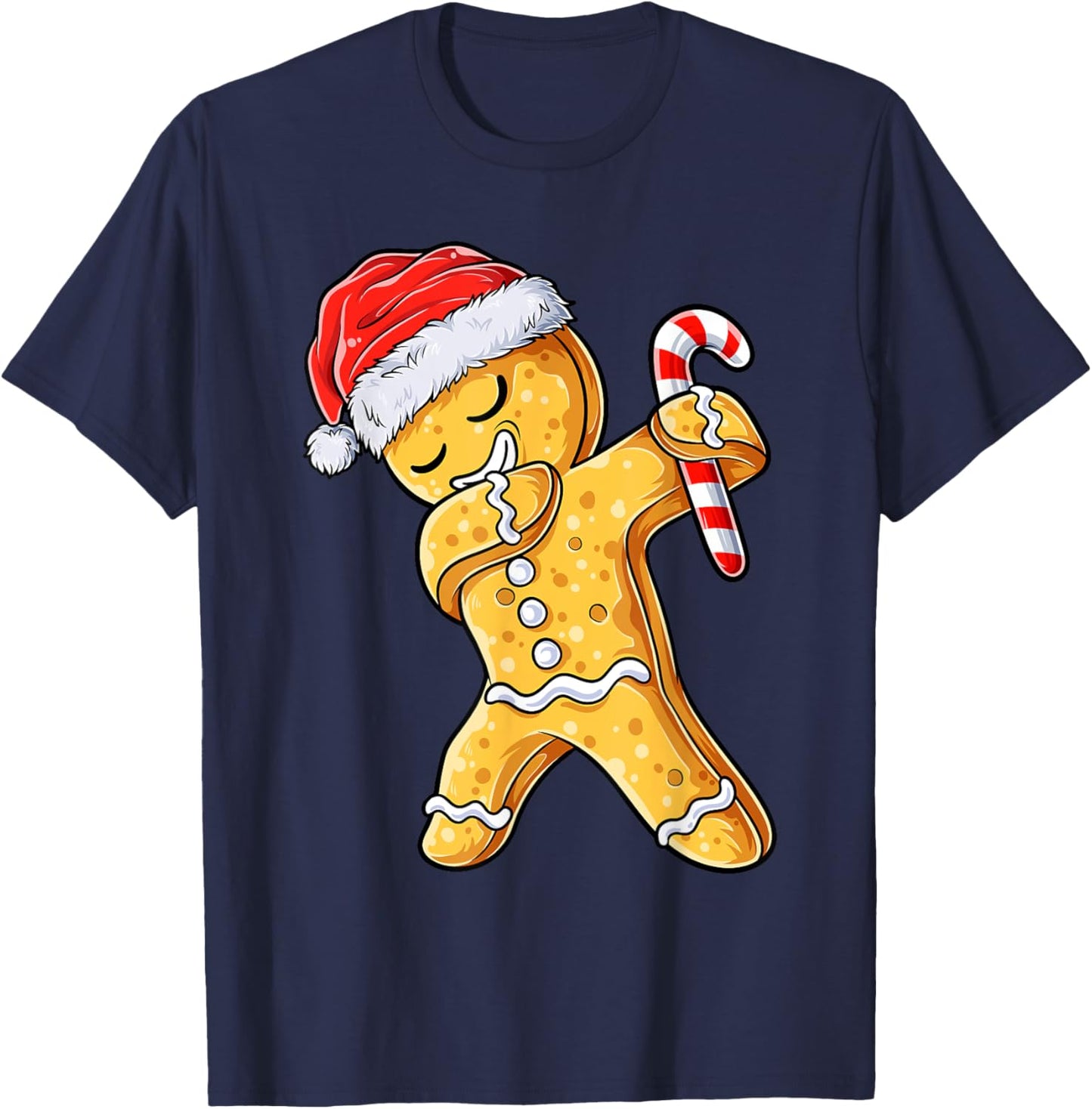 Christmas Gingerbread Man Dabbing Cool Cookie Dab Xmas Kids T-Shirt - T-Shirt | Navy