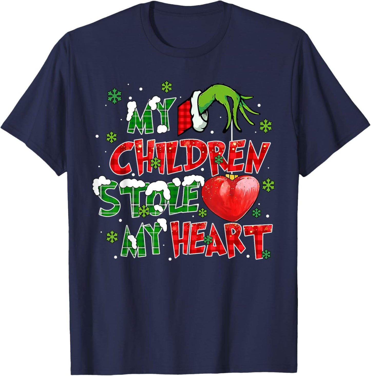 My Children Stole My Heart Xmas Christmas Holiday Teacher T-Shirt - T-Shirt | Navy