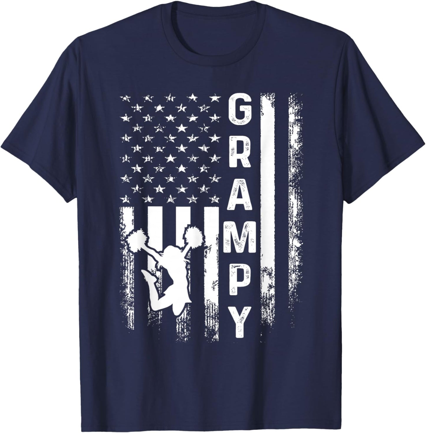 Cheerleader Cheer Grampy America Flag Vintage Xmas T-Shirt - T-Shirt | Navy