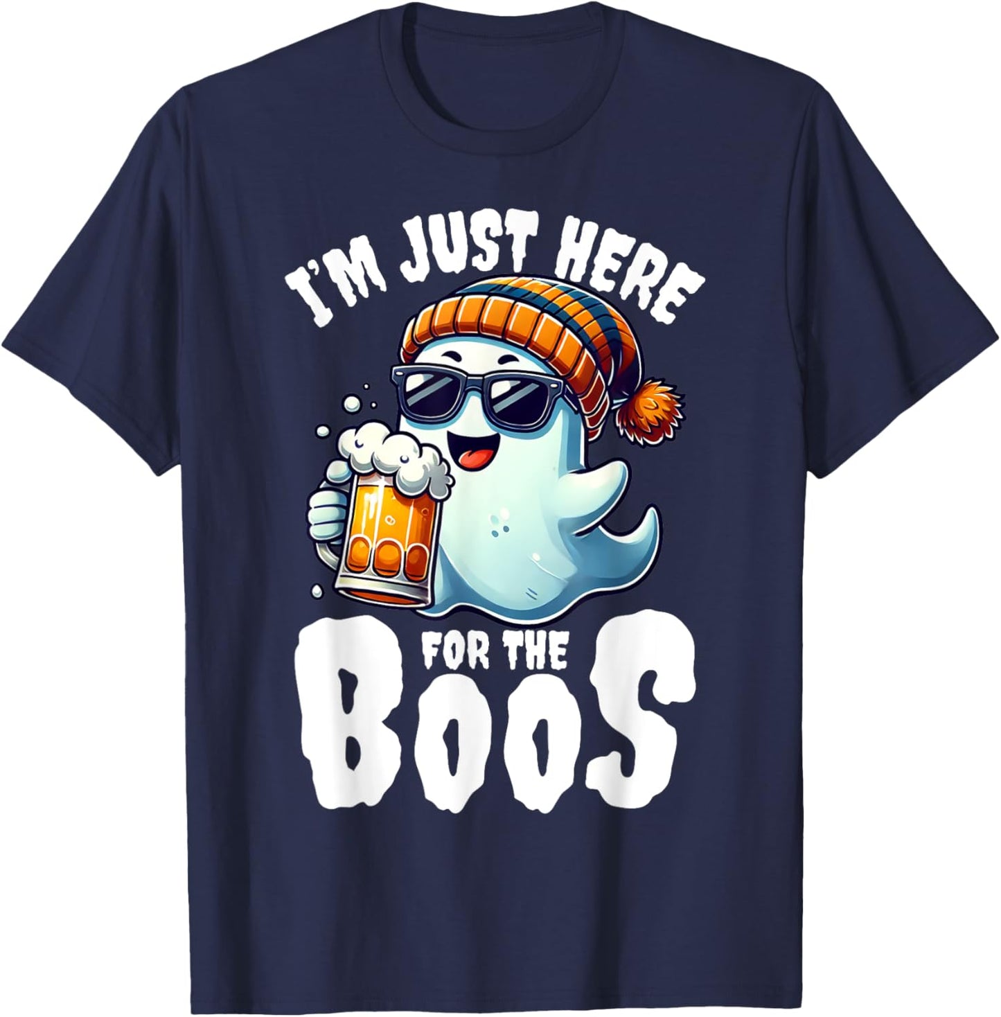 I'm Just Here For The Boos Funny Halloween Drinking Party T-Shirt - T-Shirt | Navy