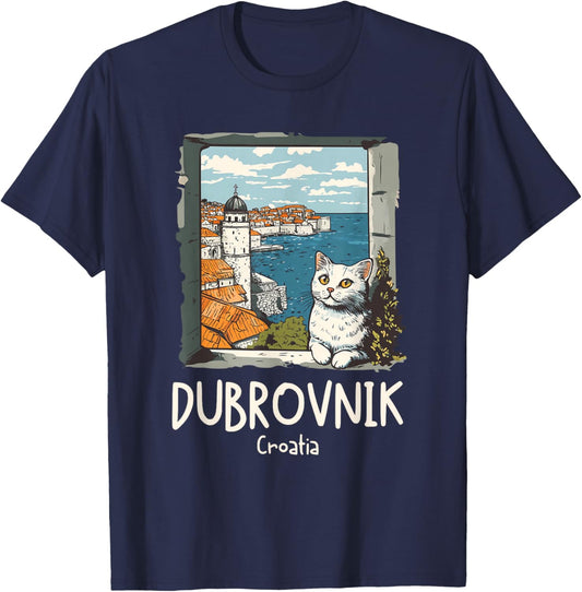 Dubrovnik Croatia Cat / Dubrovnik T-Shirt - T-Shirt | Navy