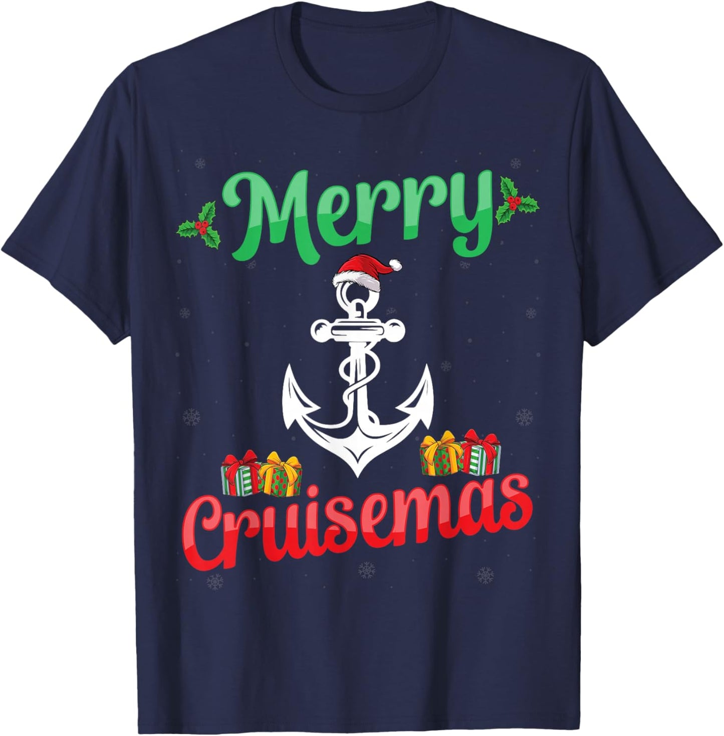 Merry Cruisemas Cruise Ship Anchor Santa Hat Christmas T-Shirt - T-Shirt | Navy