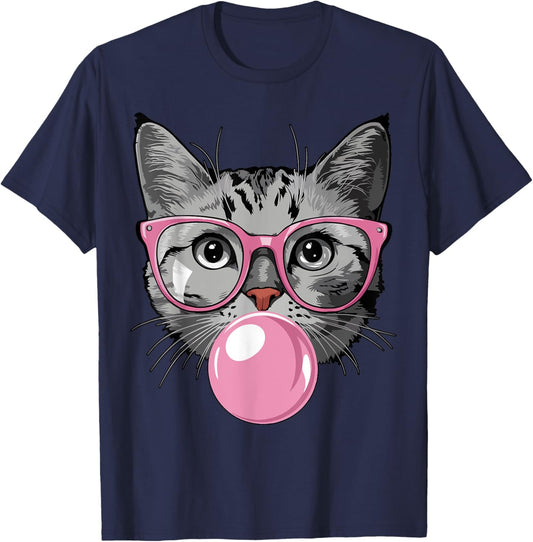 Cute Cat T Shirt Women Funny Cat Lovers T-Shirt - T-Shirt | Navy