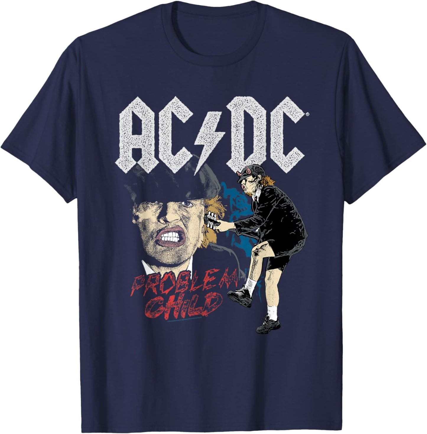 AC/DC Angus Young Problem Child T-Shirt - T-Shirt | Navy