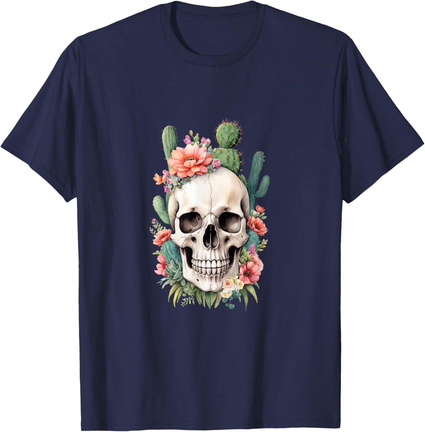 Desert Skull Garden Art T-Shirt - T-Shirt | Navy