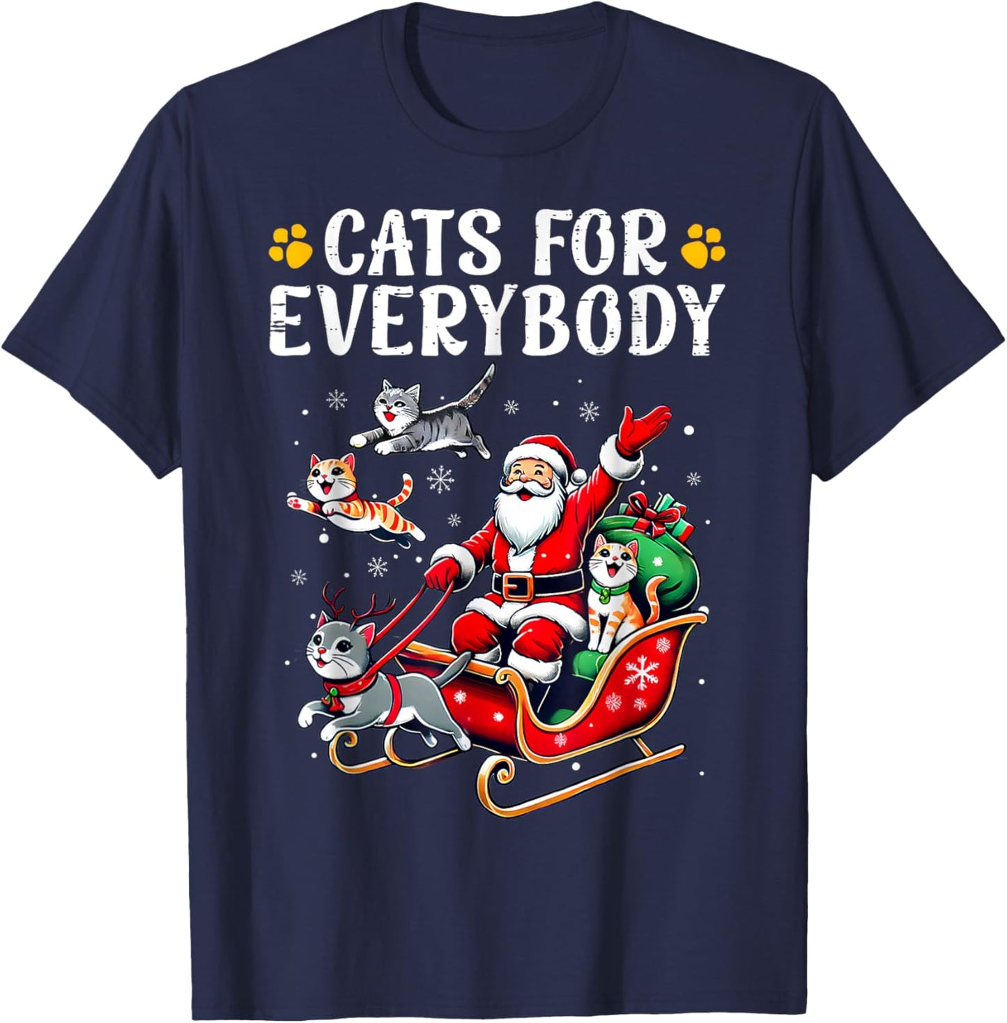 Cats for Everybody Christmas Cat Funny Xmas Men Women Santa T-Shirt - T-Shirt | Navy