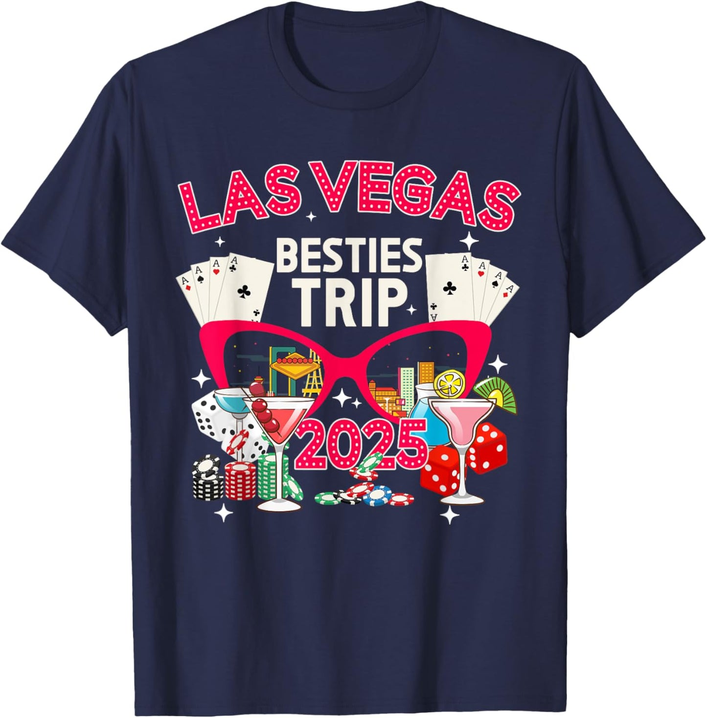 Las Vegas Besties Trip 2025 Las Vegas Best Friend Vacation T-Shirt - T-Shirt | Navy