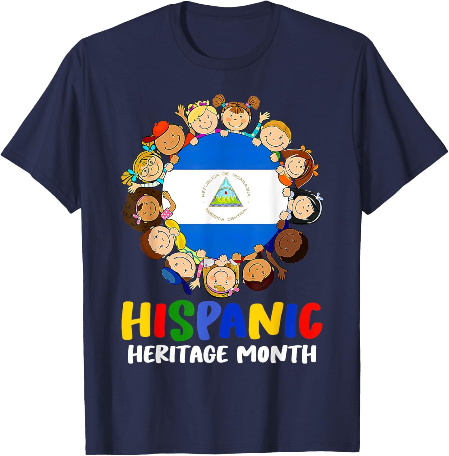 Hispanic Heritage Month Nicaragua Kids Boys Girls T-Shirt - T-Shirt | Navy