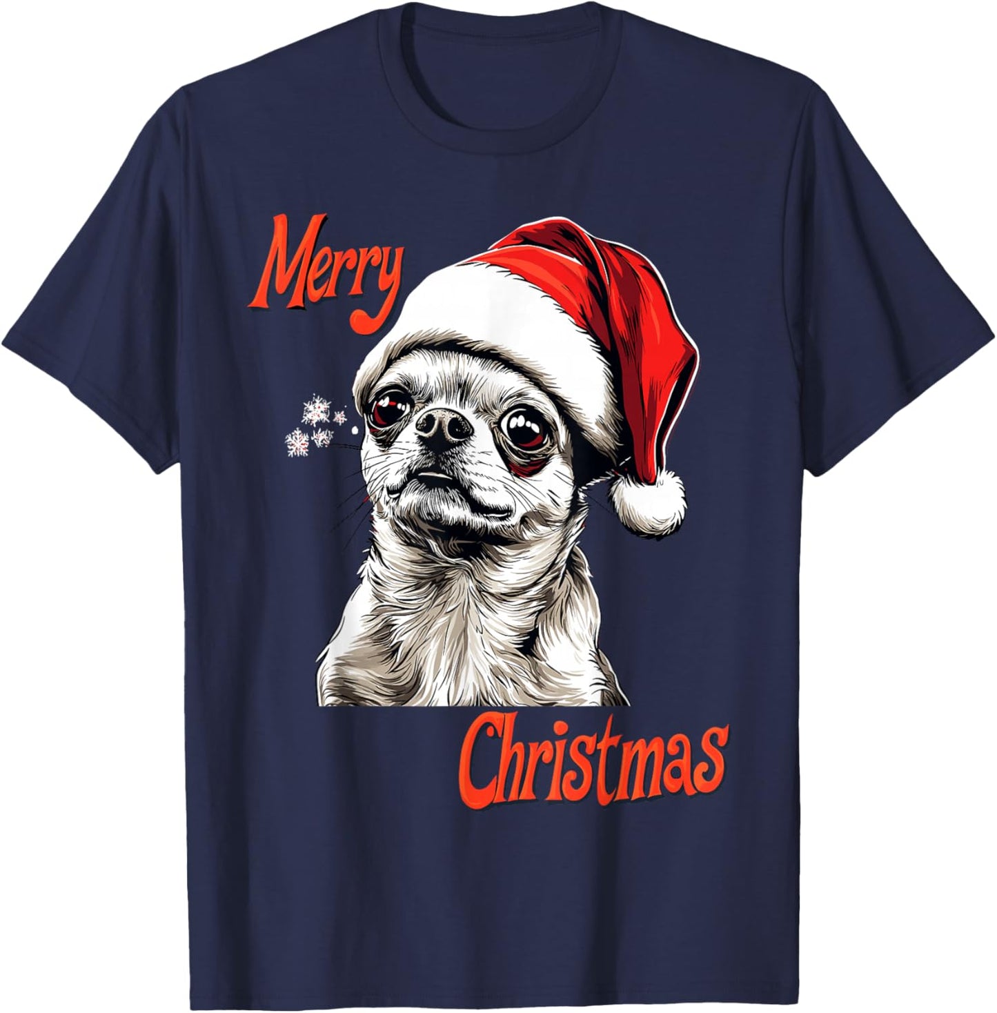 Chihuahua Santa Hat Merry Christmas Xmas Dog Lover Pajama Women Kids T-Shirt - T-Shirt | Navy