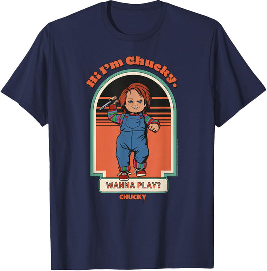 Chucky Hi I'm Chucky Wanna Play Vintage T-Shirt - T-Shirt | Navy