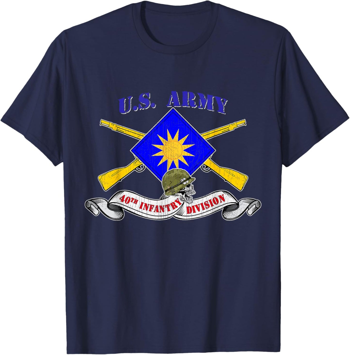40th Infantry Division 40th ID Veteran Sunburst Division T-Shirt - T-Shirt | Navy