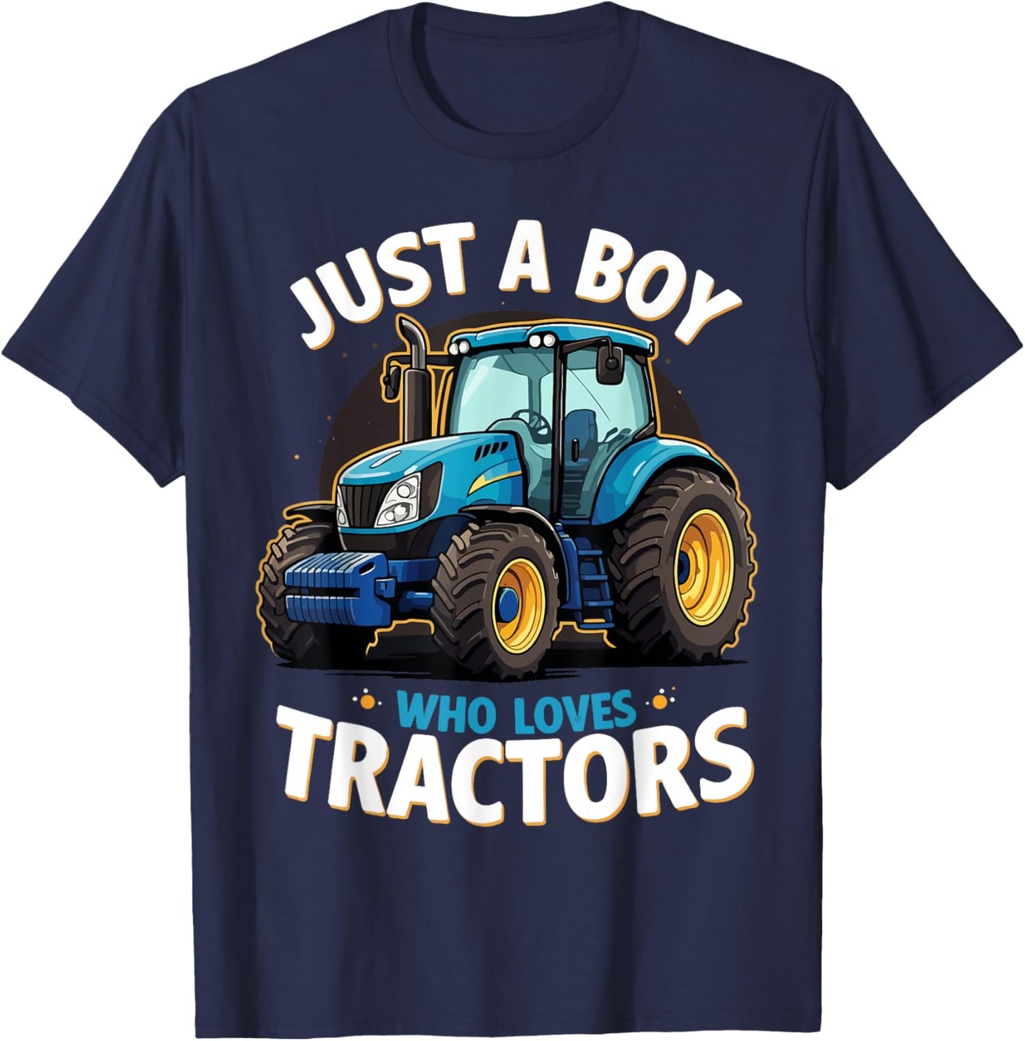 Just a Boy Who Loves Tractors Blue Farm Birthday Party Kids T-Shirt - T-Shirt | Navy