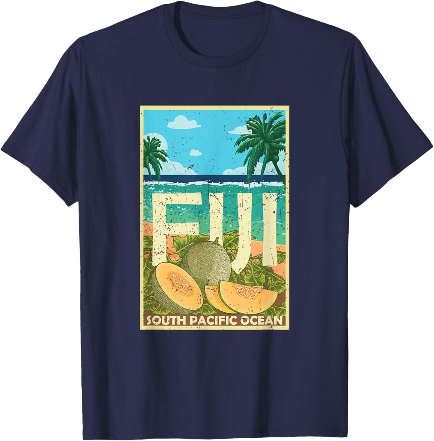 Vintage Distressed Fiji Islands South Pacific Ocean Vacation T-Shirt - T-Shirt | Navy
