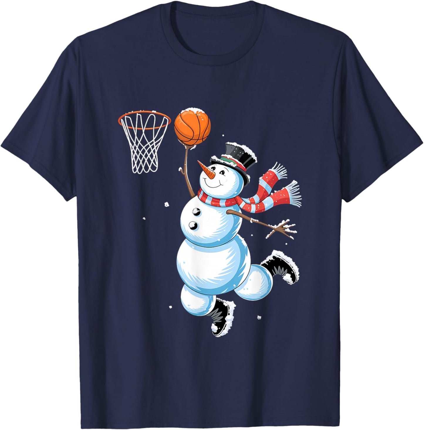 Snowman Basketball Christmas Shirt Boys Christmas Basketball T-Shirt - T-Shirt | Navy