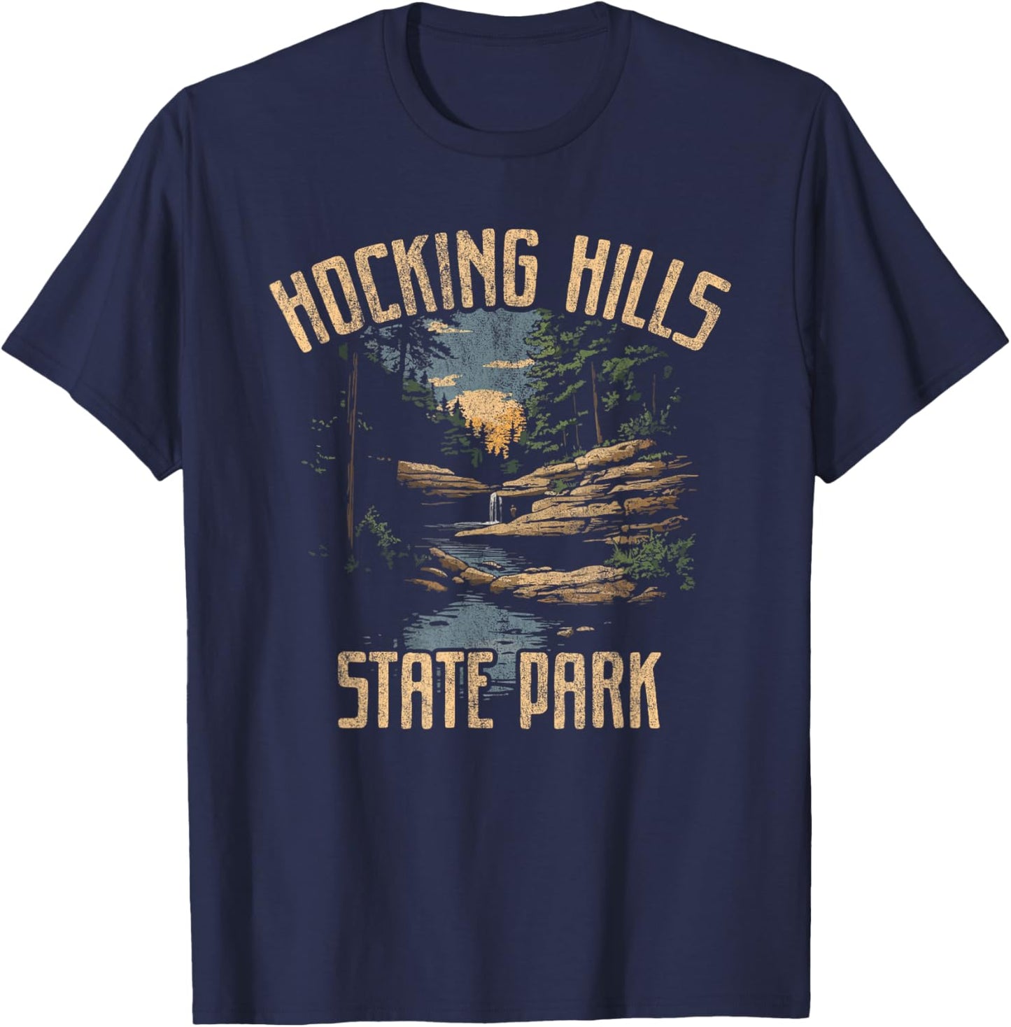 Vintage Hocking Hills State Park Ohio T-Shirt - T-Shirt | Navy